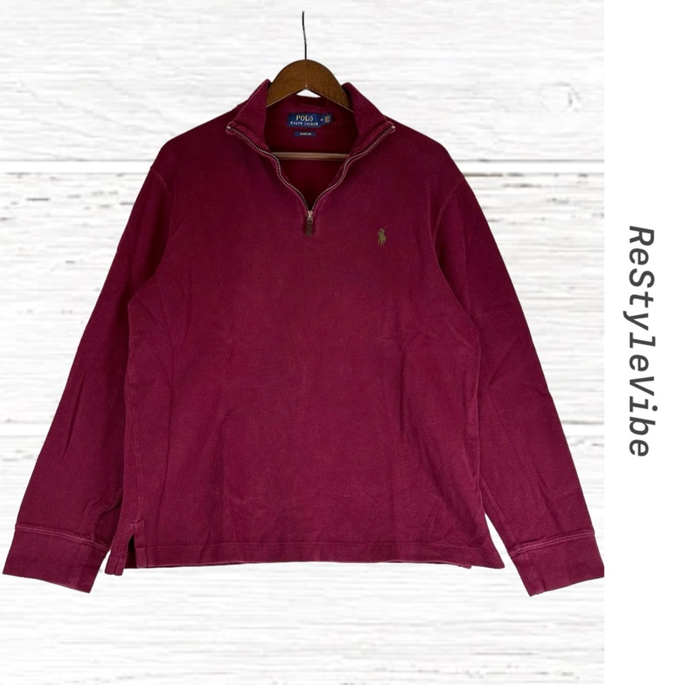 POLO RALPH LAUREN Men’s Size M Pullover Shirt Sweater Estate Rib 1/4 Zipper Logo